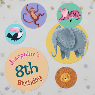 Safari jungle dieren waterverf meisje verjaardag confetti