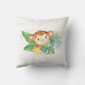 Safari Jungle Girl Boy Birth Stats Coussin (Verso)
