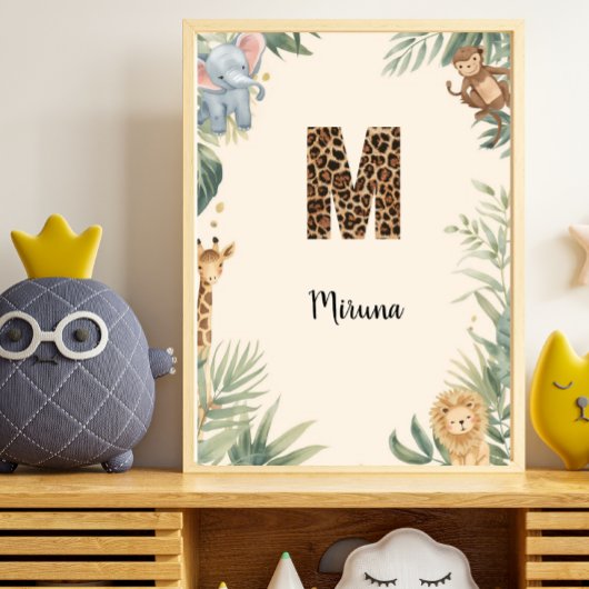 Safari Jungle Nom Prénom Monogramme M Décoration d