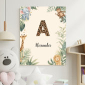 Safari Jungle Personalized Name Monogram A Nursery Poster