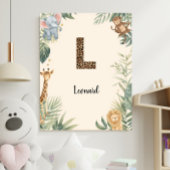 Safari Jungle Personalized Name Monogram L Nursery Poster