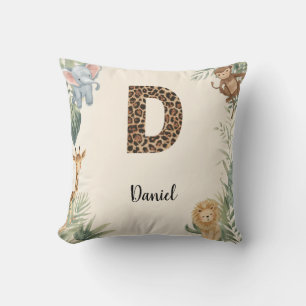 Safari Jungle Persoonlijke naam Monogram D Kinderk Kussen