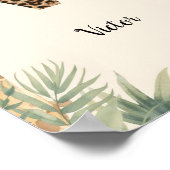 Safari Jungle Persoonlijke Naam Monogram V Kinderk Poster (Hoek)