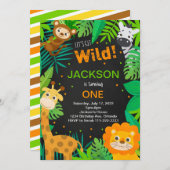 Safari Jungle Tropical Invitation d'anniversaire n (Devant / Derrière)