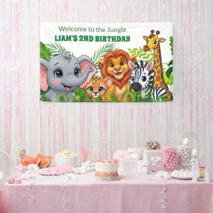 Safari Jungle Verjaardag Welkomstbanner Spandoek