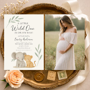 Safari Jungle Wild One Foto Baby Shower Kaart