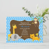 Safari Jungle Zoo Animaux Invitation Baby shower (Debout devant)