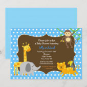 Safari Jungle Zoo Animaux Invitation Baby shower (Devant / Derrière)