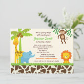 Safari Jungle Zoo Baby Douche Invitations (Debout devant)