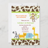 Safari Jungle Zoo Invitations d'anniversaire (Devant)