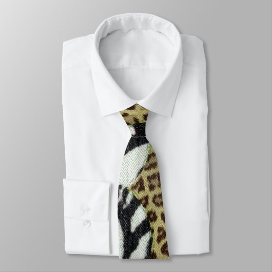 Safari Leopard en Zebra Print Monogram Stropdas (Gebonden)