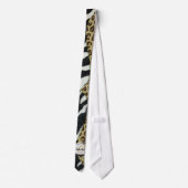 Safari Leopard en Zebra Print Monogram Stropdas (Achterkant)