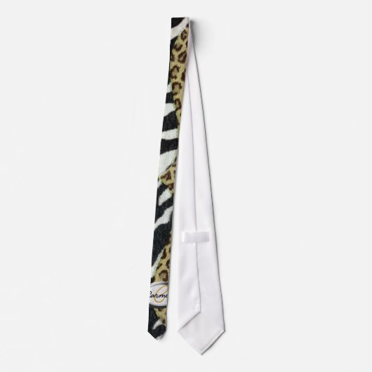 Safari Leopard en Zebra Print Monogram Stropdas (Achterkant)