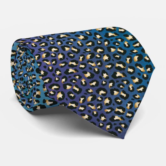 Safari Leopard Print Navy Blue Rosettes Stropdas (Opgerold)