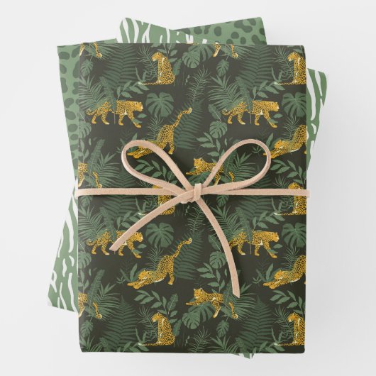 Safari Leopard Print Wrapping Paper Sheets (In situ)