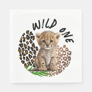 Safari Leopard Verjaardag Wild Een Twee Wild Party Servet