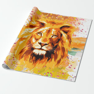 Safari Lion   Colorful Lion Wrapping Paper Cadeaupapier
