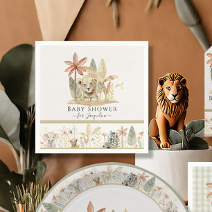 Safari Lion Cub Zebra Giraffe Oerwoud Baby shower Servet