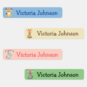 Safari Lion Giraffe Elephant Zebra Girl Name Kinde Labels