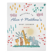Safari moderne Animaux Garçon Baby shower Affiche  (Devant)