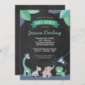 Safari moderne Jungle Baby Boy Shower Invitations (Devant / Derrière)