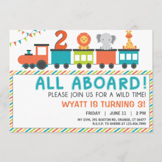 Safari moderne Neutral Train Invitation