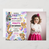 Safari modifiable Invitation d'anniversaire avec p (Devant / Derrière)