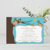 Safari Monkey Baby shower Invitation Kaart (Staand voorkant)