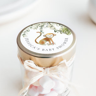 Safari Monkey Baby shower Ronde Sticker