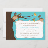 Safari Monkey Birthday Uitnodiging (Voorkant)