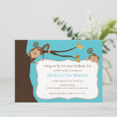 Safari Monkey Birthday Uitnodiging (Staand voorkant)