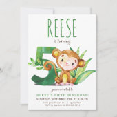 Safari Monkey cinquième invitation anniversaire (Devant)