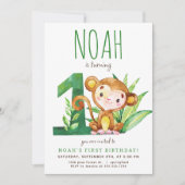 Safari Monkey Invitation d'anniversaire (Devant)