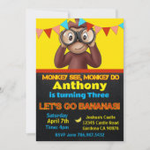 Safari Monkey invitation d'anniversaire (Devant)
