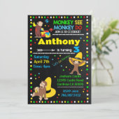Safari Monkey invitation d'anniversaire (Debout devant)