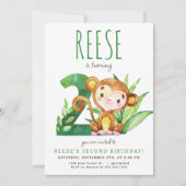 Safari Monkey Invitation de deuxième anniversaire (Devant)