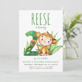 Safari Monkey Invitation de deuxième anniversaire (Debout devant)