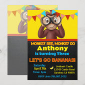 Safari Monkey Verjaardag uitnodiging (Voorkant / Achterkant)