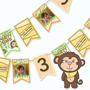 Safari Monkey Verjaardag Vlaggetjes
