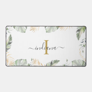 Safari Monogram Elegante Script Naam Botanisch Bureaumat