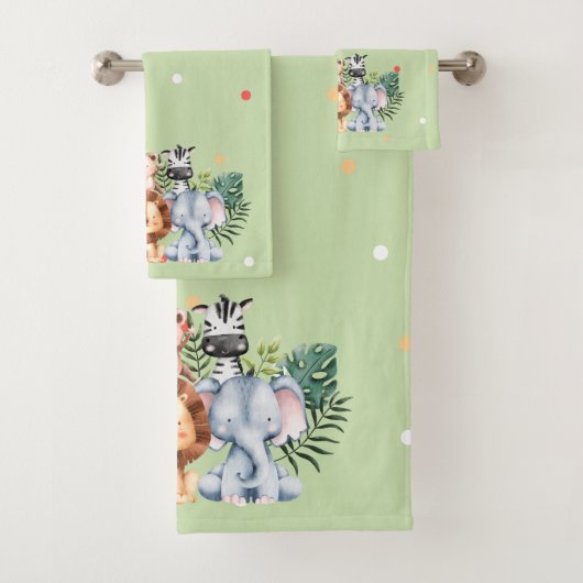 Safari, monogrammed, dier in het oerwoud l Green Bad Handdoek (Insitu)