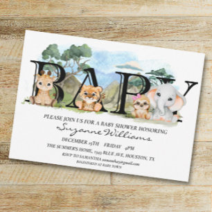 Safari Oerwoud Africa Animal Baby shower Kaart