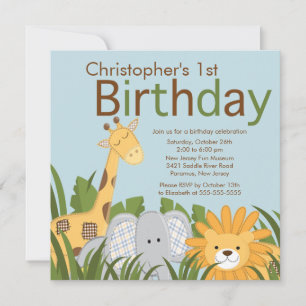 Safari Oerwoud Animal Kind Birthday Party Invitati Kaart