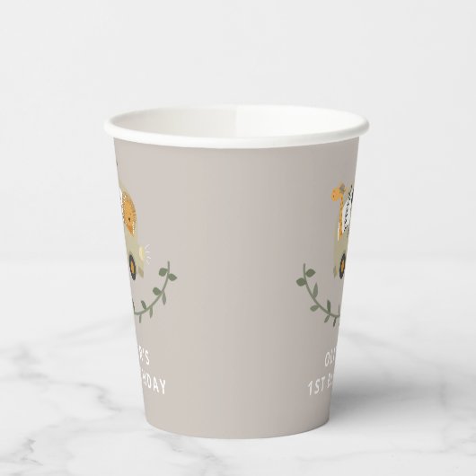 Safari Oerwoud Animals 1e verjaardag Papieren Bekers (Links)