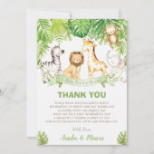Safari Oerwoud Animals Baby shower Boy Green Fores Bedankkaart (Voorkant)