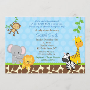 Safari Oerwoud Animals Baby Shower Invitations Boy Kaart