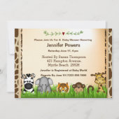 Safari Oerwoud Animals Baby shower Uitnodiging (Voorkant)