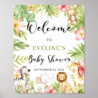 Safari Oerwoud Animals Baby shower Welkomstteken