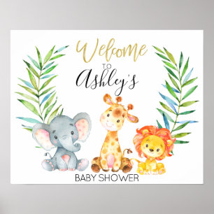 Safari Oerwoud Animals Baby shower Welkomstteken Poster