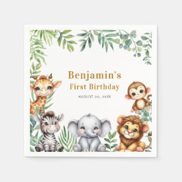 Safari Oerwoud Animals Boy 1st Birthday Servet